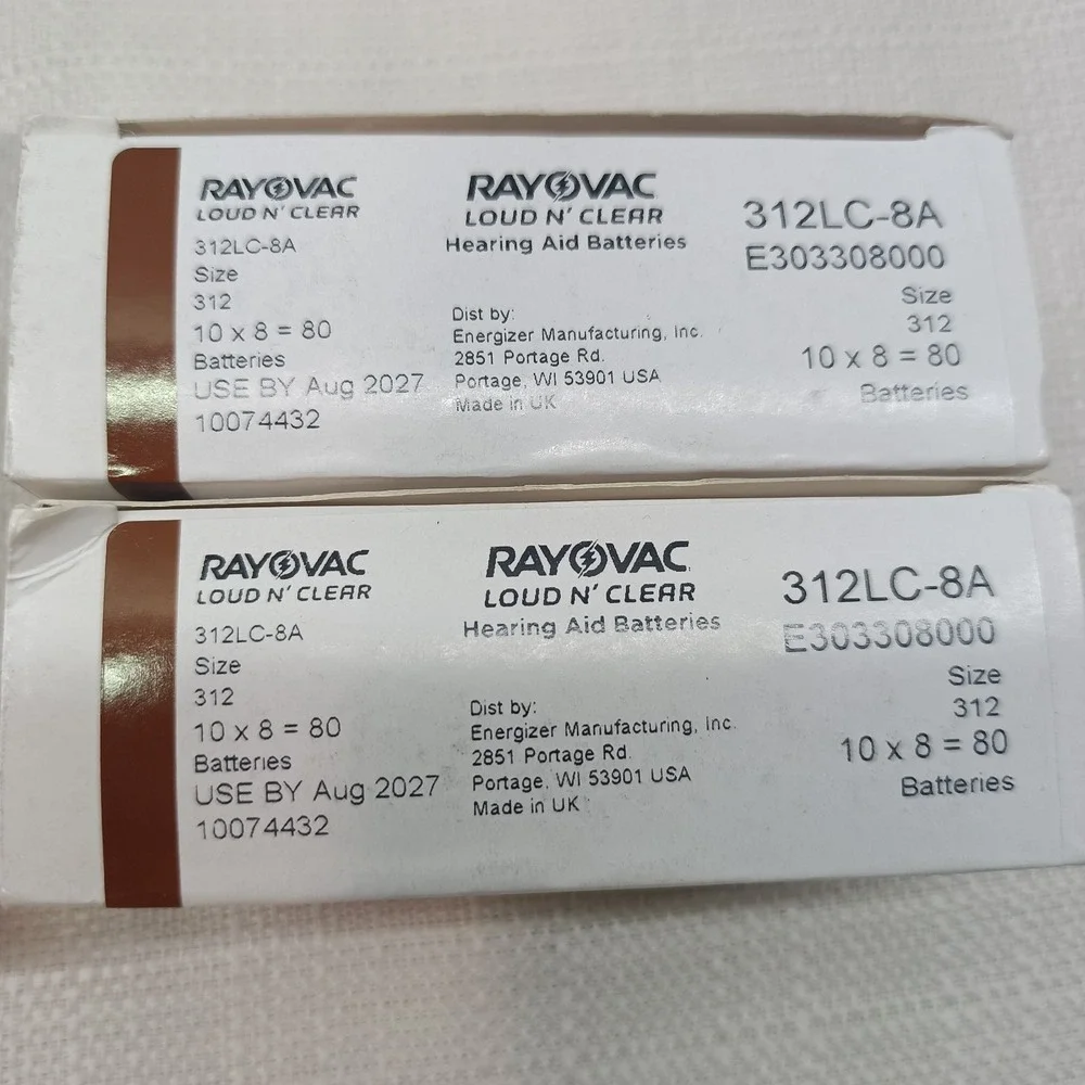 Rayovac Loud N' Clear Sz 312 Hearing Aid Batteries 53 Packs Of 8 Total 424‎